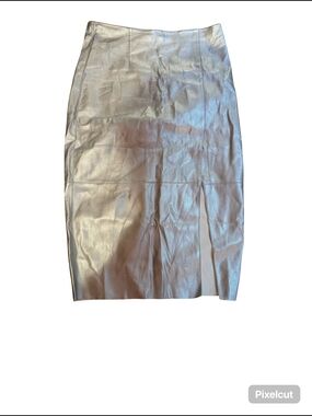 Forever 21 Metallic Silver Pencil Skirt with Front Slit